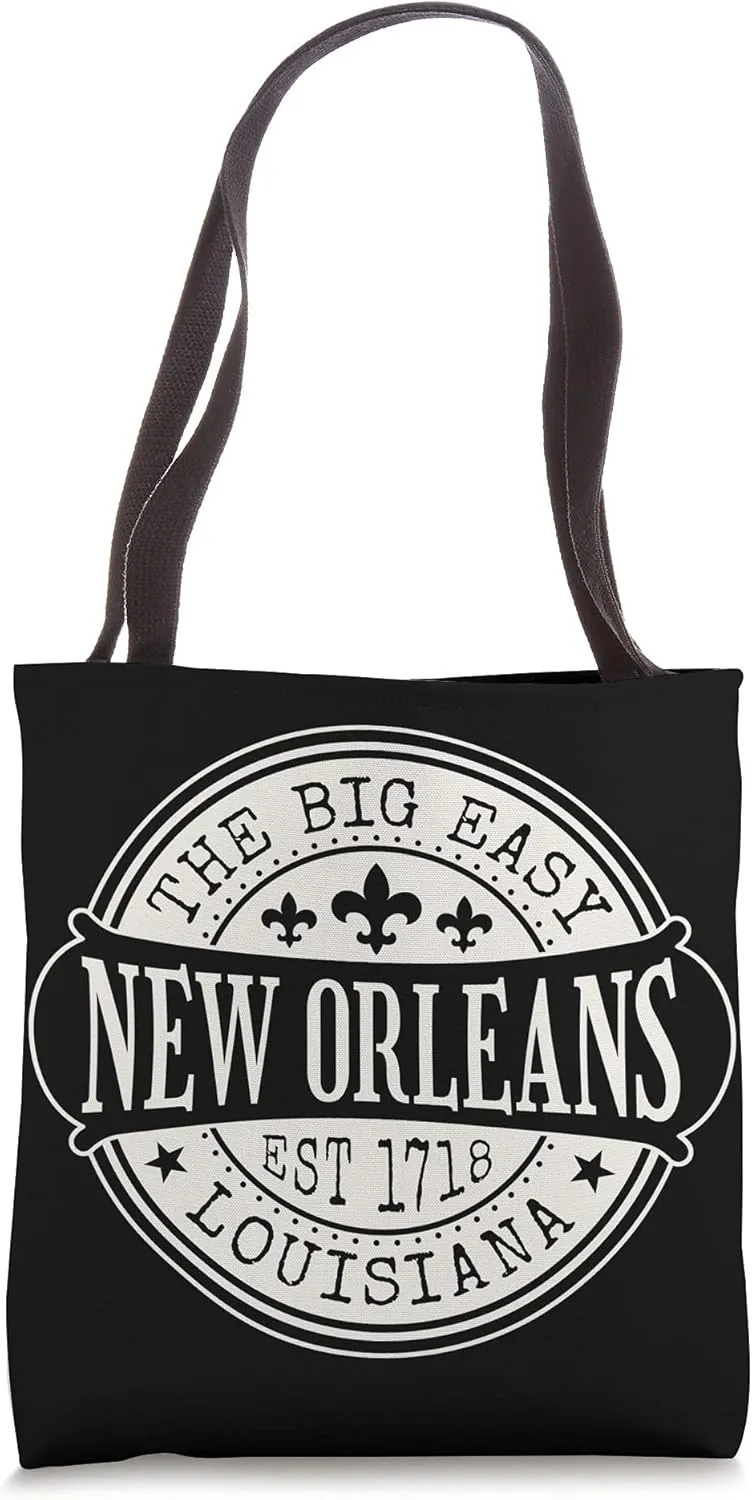 The Big Easy New Orleans Louisiana Est 1718 Fleur De Lis Tote Bag