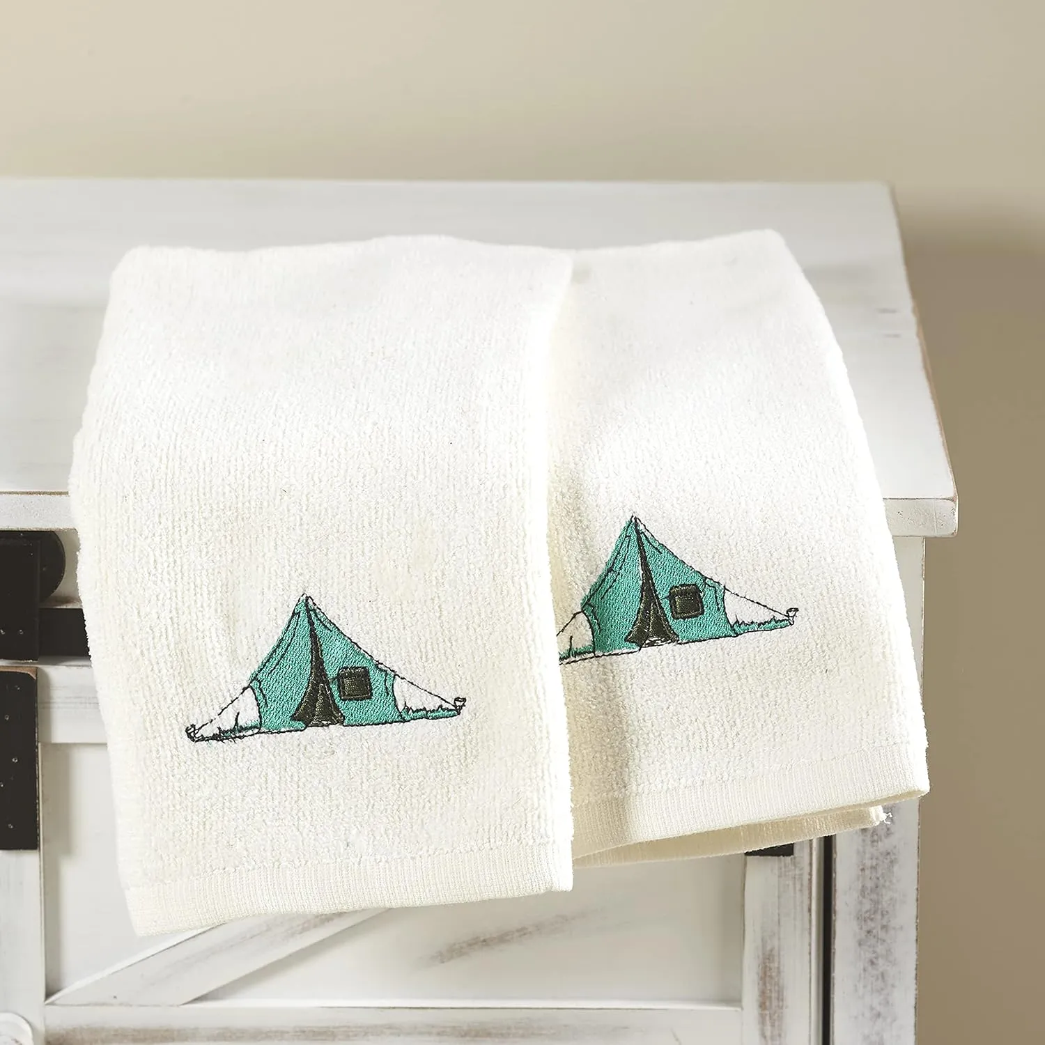 The Lakeside Collection Camp Site Icons Bathroom or Kitchen Hand Towels - Set of 2