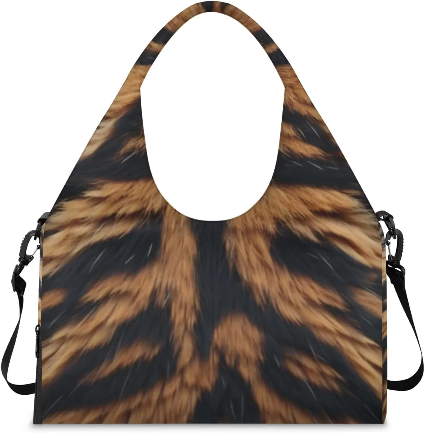 Tiger Fur Pattern Gym Bag Yoga Mat Tote for Women with Shoes Compartment Lightweight Duffle Travel Carrier Wet Dry Storage Pockets Adjustable Pilates Mats Shoulder Bags for Sport Swim