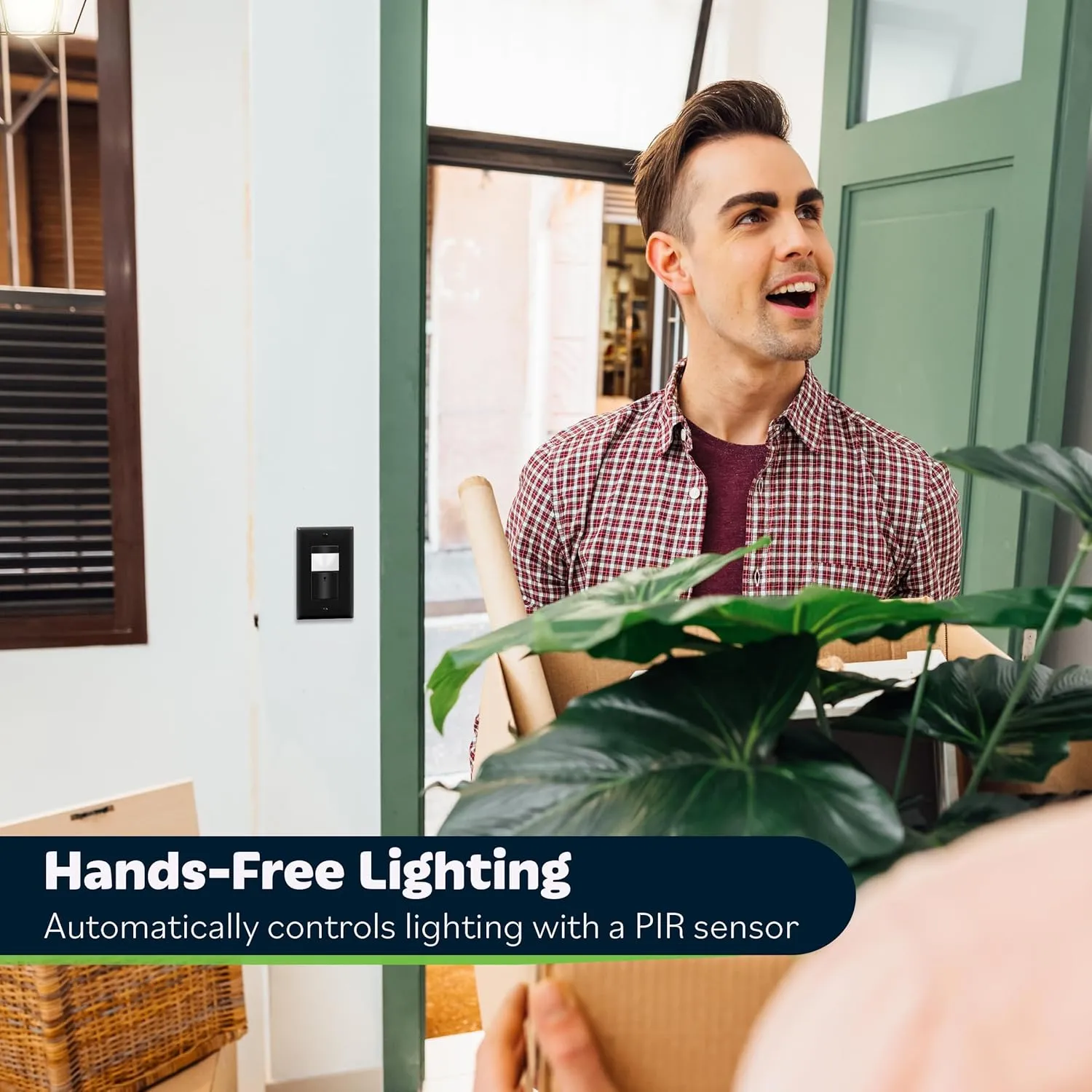 TOPGREENER Motion Sensor Switch, PIR Sensor with Ambient Light Level, Occupancy & Vacancy Modes, No Neutral Required, Ground Wire Required, 5A 150W LED/CFL Single Pole, TDOS5-JM-BK-2PCS, Black, 2 pack