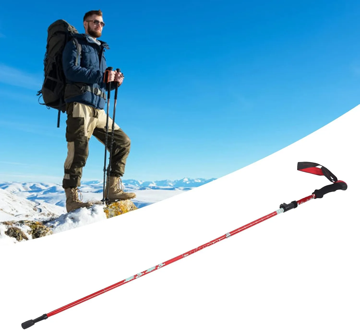 Topyond Outdoor Hiking Poles, Telescopic Collapsible Aluminium Alloy Walking Stick, Multifunctional Unisex Hiking Equipment, with Mud Rest and Storage Bag