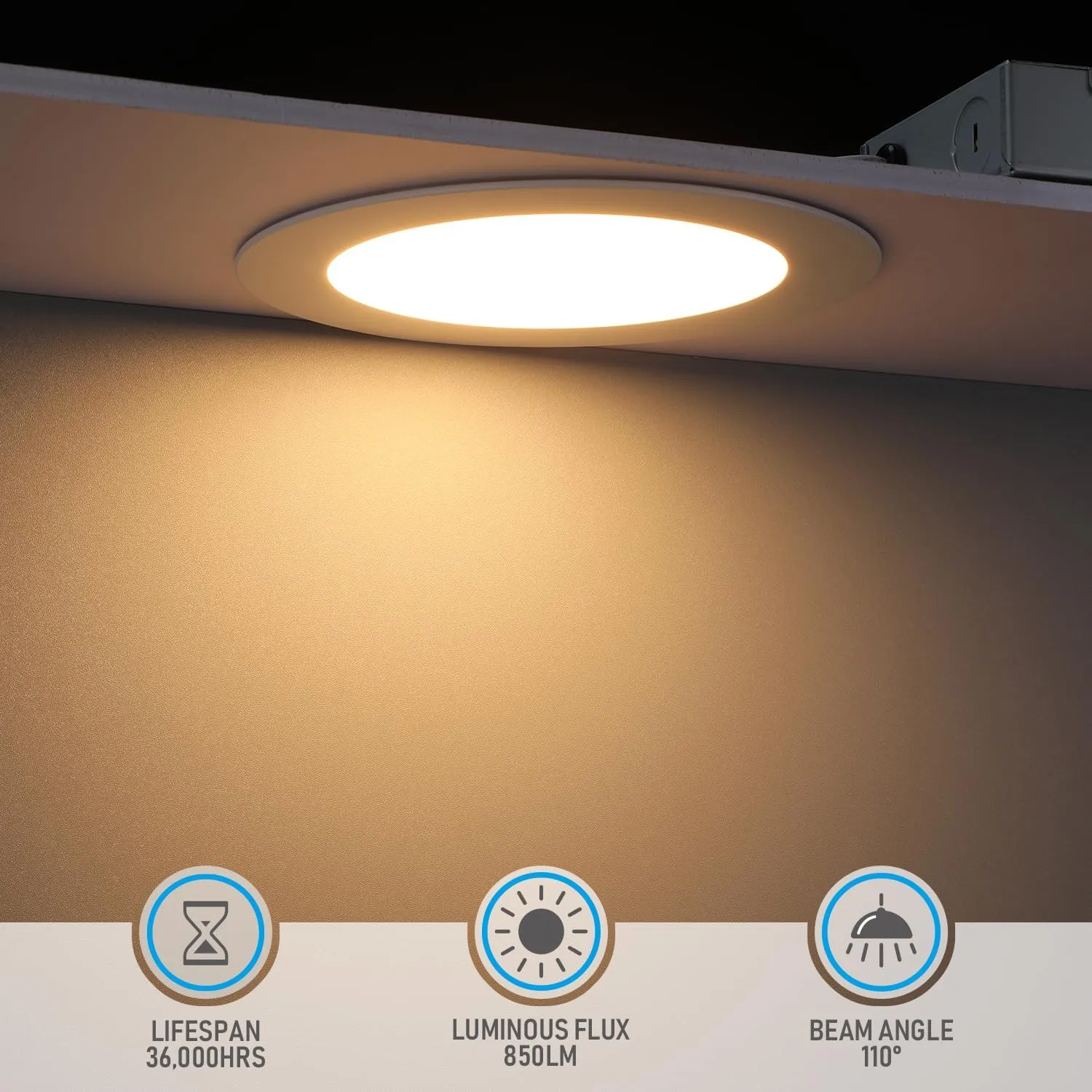 TORCHSTAR 6 Inch Slim Recessed Lighting with Junction Box, Dimmable 12W Ultra-Thin LED Recessed Light, 2700K Soft White, 850LM Basic Series LED Downlight, ETL & Energy Star, Pack of 6