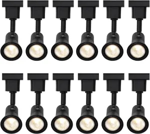 Track Lighting Heads,Dimmable Black LED Track Light Heads Halo Type 3000K Warm White for Living Room, Kitchen, Office,Task,110 Volts,10 Watts,12Pack (Black)