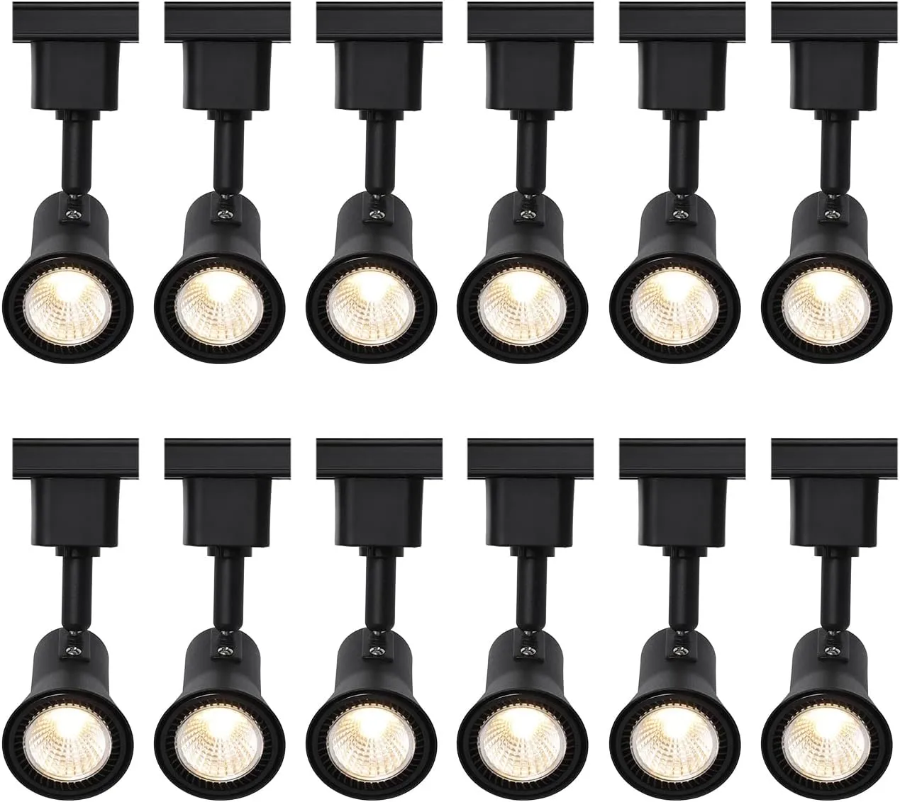 Track Lighting Heads,Dimmable Black LED Track Light Heads Halo Type 3000K Warm White for Living Room, Kitchen, Office,Task,110 Volts,10 Watts,12Pack (Black)