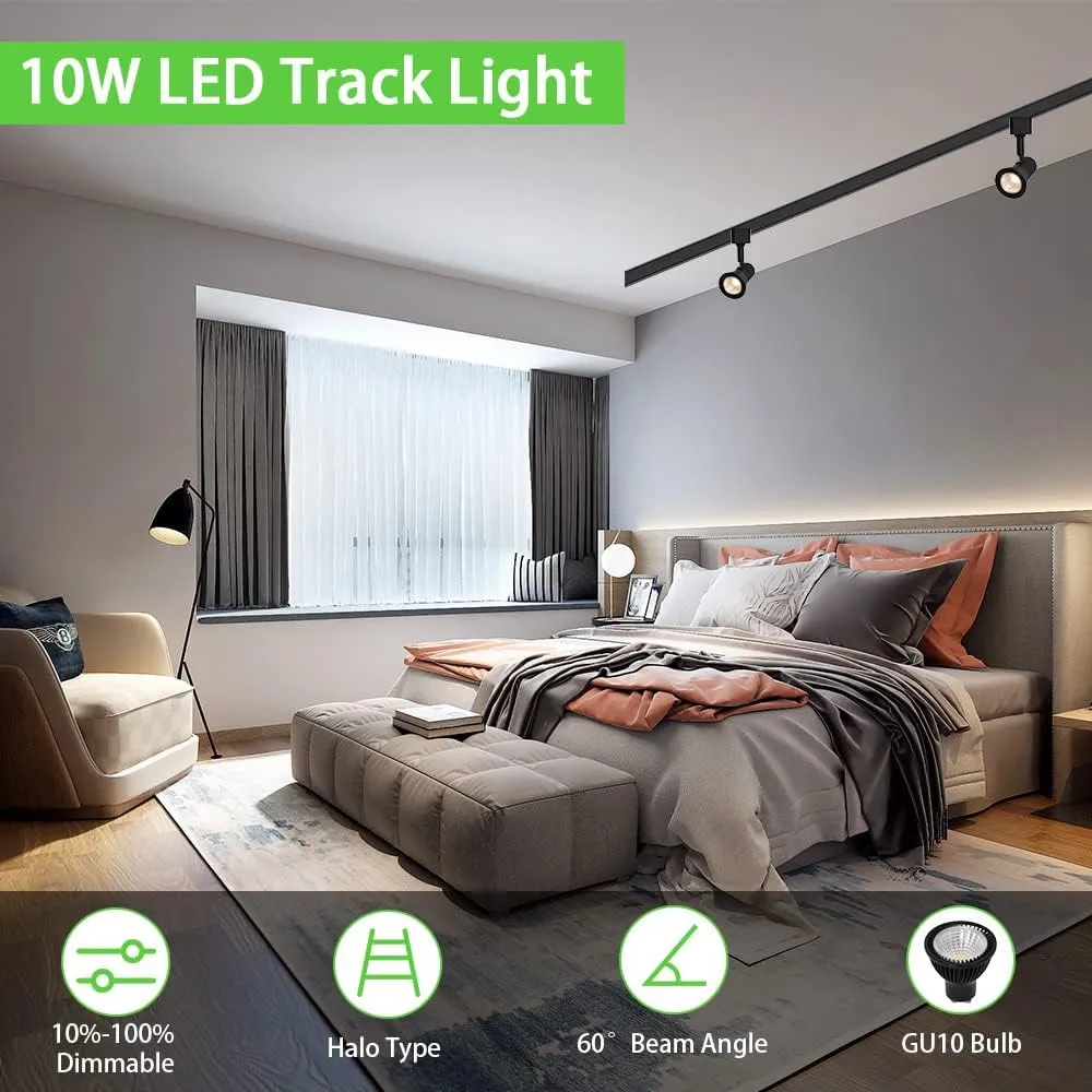 Track Lighting Heads,Dimmable Black LED Track Light Heads Halo Type 3000K Warm White for Living Room, Kitchen, Office,Task,110 Volts,10 Watts,12Pack (Black)