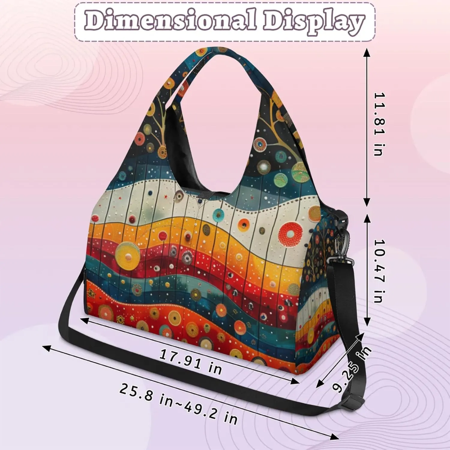 Traditional Christmas Paper Gym Bag Yoga Mat Tote for Women with Shoes Compartment Lightweight Duffle Travel Carrier Wet Dry Storage Pockets Adjustable Pilates Mats Shoulder Bags for Sport Swim