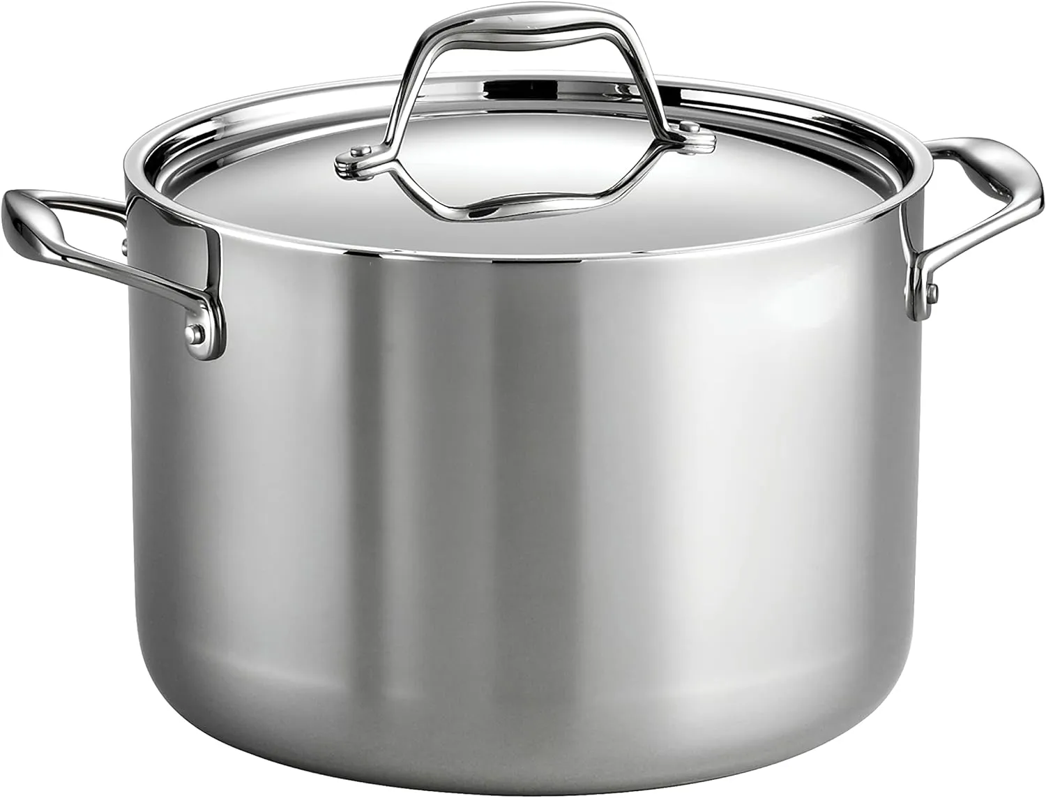 Tramontina Tri-Ply Clad Stainless Steel 8-Quart Stock Pot with Lid, Induction-Ready Pasta Pot, Dishwasher-Safe, NSF-Certified, Made in Brazil