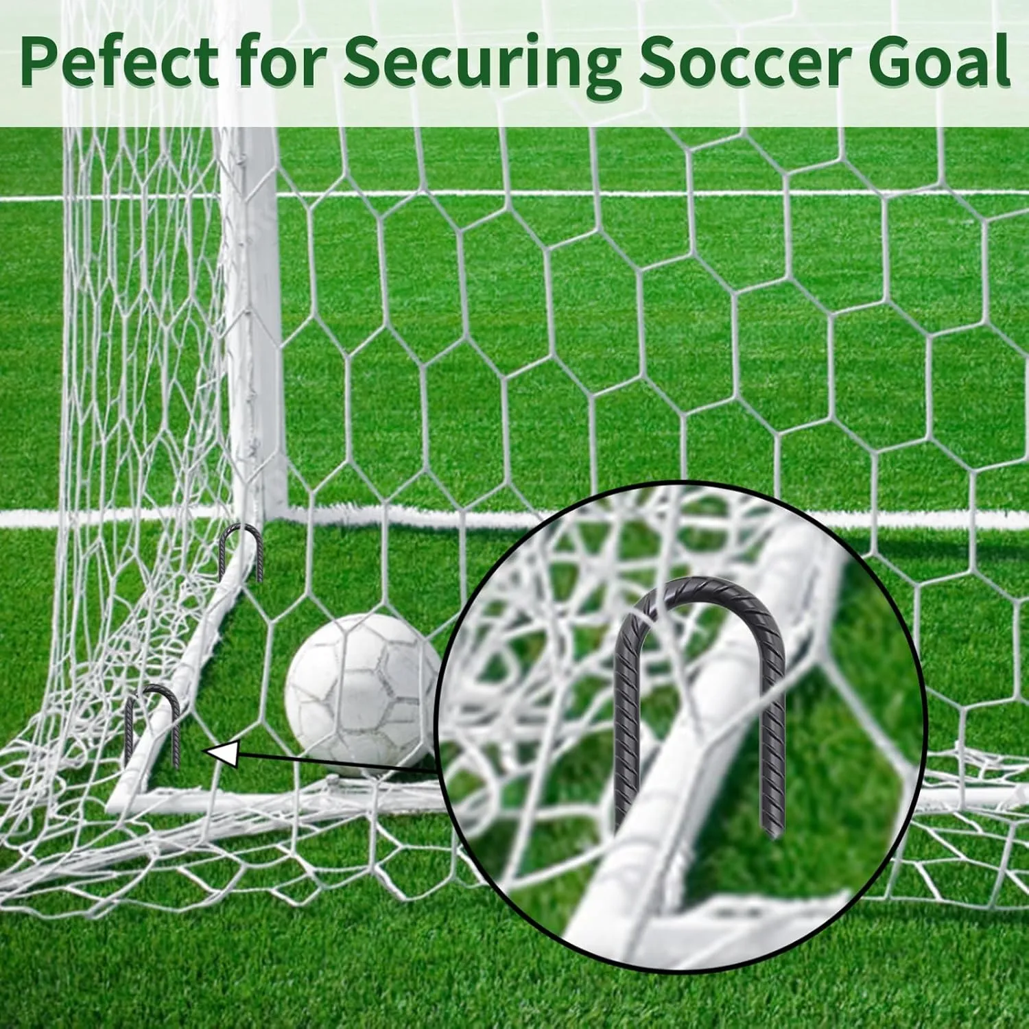 Trampoline Anchors 18 Inch, 1/2 Inch Diameter U Shaped Stakes Wind Stakes Heavy Duty Rebar Tent Stakes Chain Link Fence Stakes for Swing Set Soccer Goal Black Coated (8 Pack)
