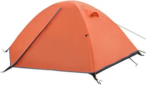Travel Tent Tent 2 Person Camping Tent Double Layer Portable Handbag for Hiking for Outdoors Orange- Double Door (Color : Orange, Size : Double Door)
