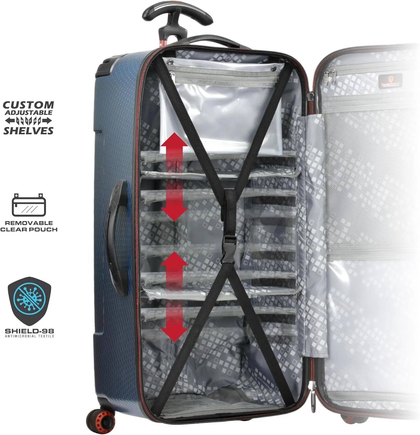 Traveler's Choice Maxporter II Hardside Polycarbonate Suitcase with Spinner Wheels, Red, 30" Trunk Luggage