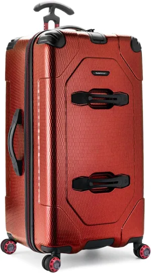 Traveler's Choice Maxporter II Hardside Polycarbonate Suitcase with Spinner Wheels, Red, 30" Trunk Luggage