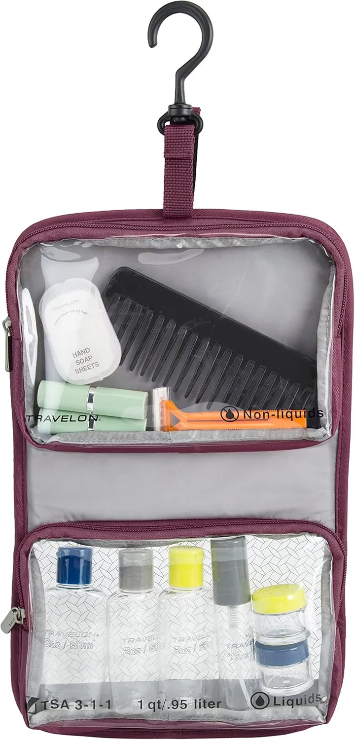 Travelon Wet Dry 1 Quart Bag with Plastic Bottles, Black, One Size