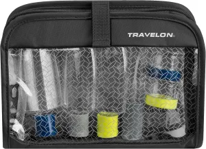 Travelon Wet Dry 1 Quart Bag with Plastic Bottles, Black, One Size