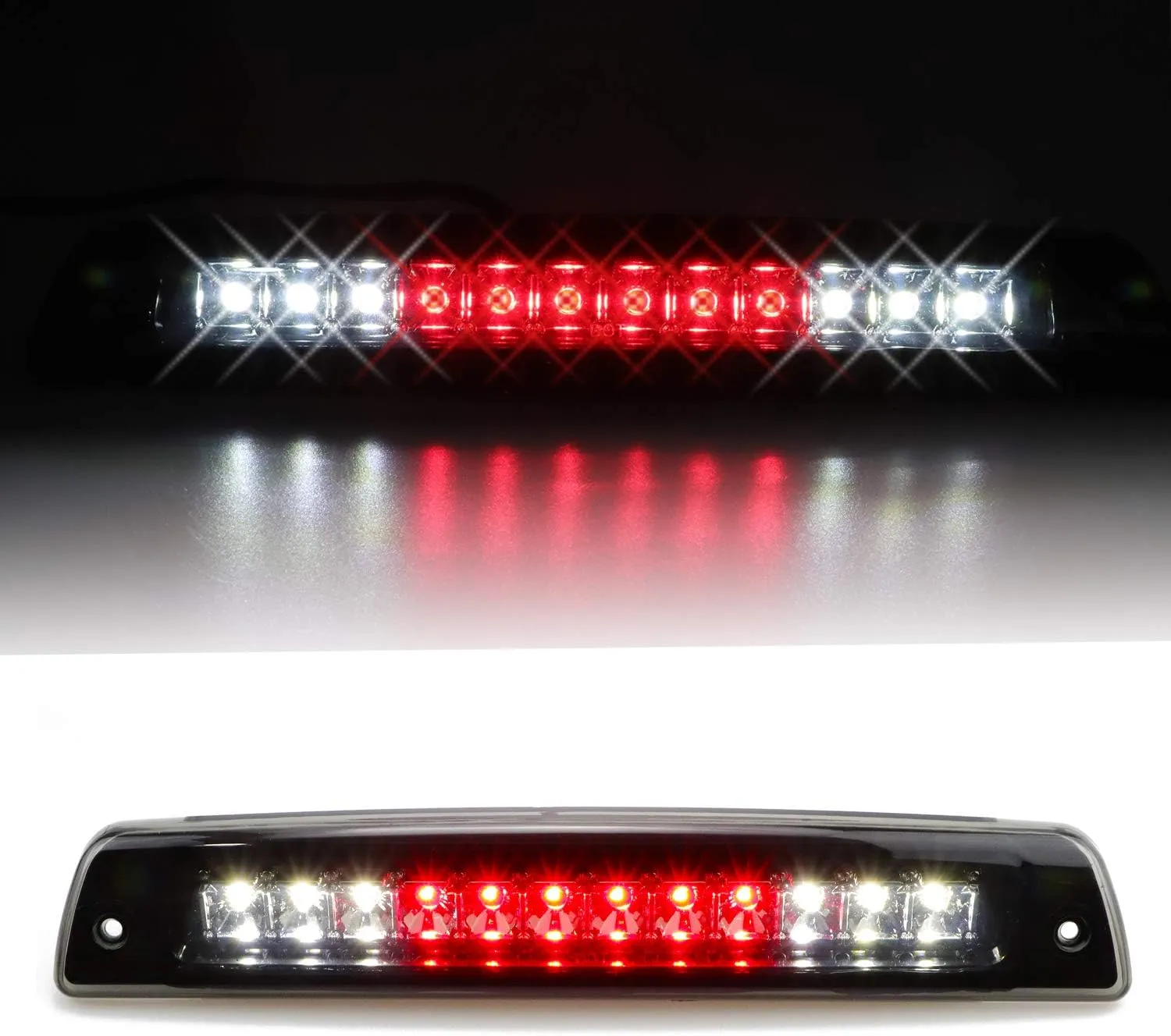 Tresound For 1994-2001 Dodge Ram 1500/2500/ 3500 Third 3rd LED Brake Light Cargo Lamp High Mount Brake Light Replacement (Black  Smoke Lens)