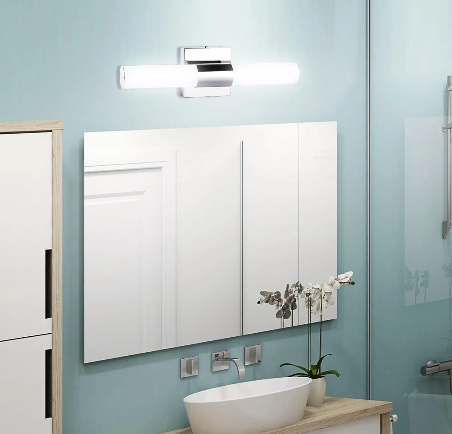 TRLIFE Modern LED Vanity Light - 18.1" x 6" Dimmable, 10W Cool White 6000K Bathroom Vanity Mirror Front Light Fixture