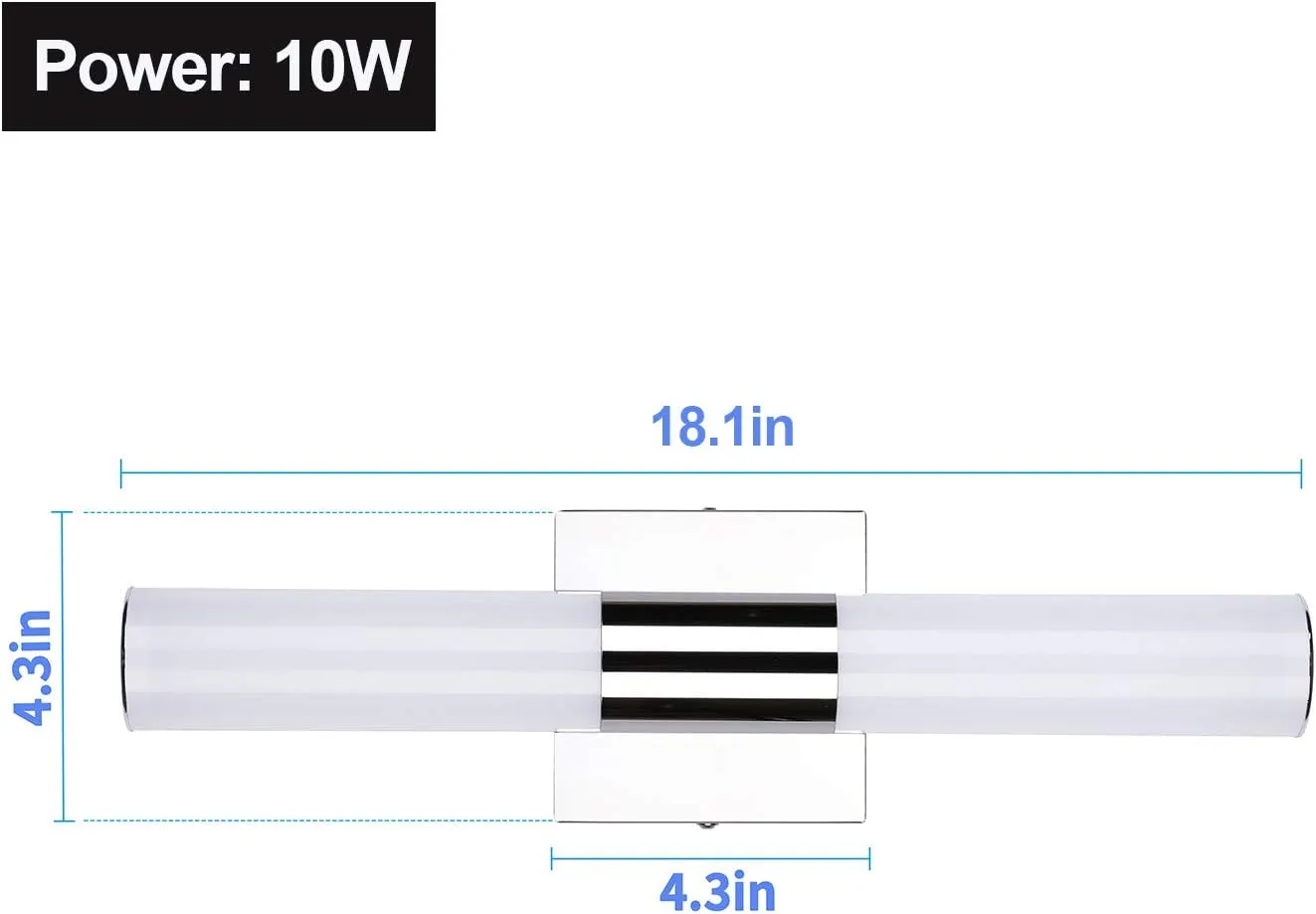 TRLIFE Modern LED Vanity Light - 18.1" x 6" Dimmable, 10W Cool White 6000K Bathroom Vanity Mirror Front Light Fixture