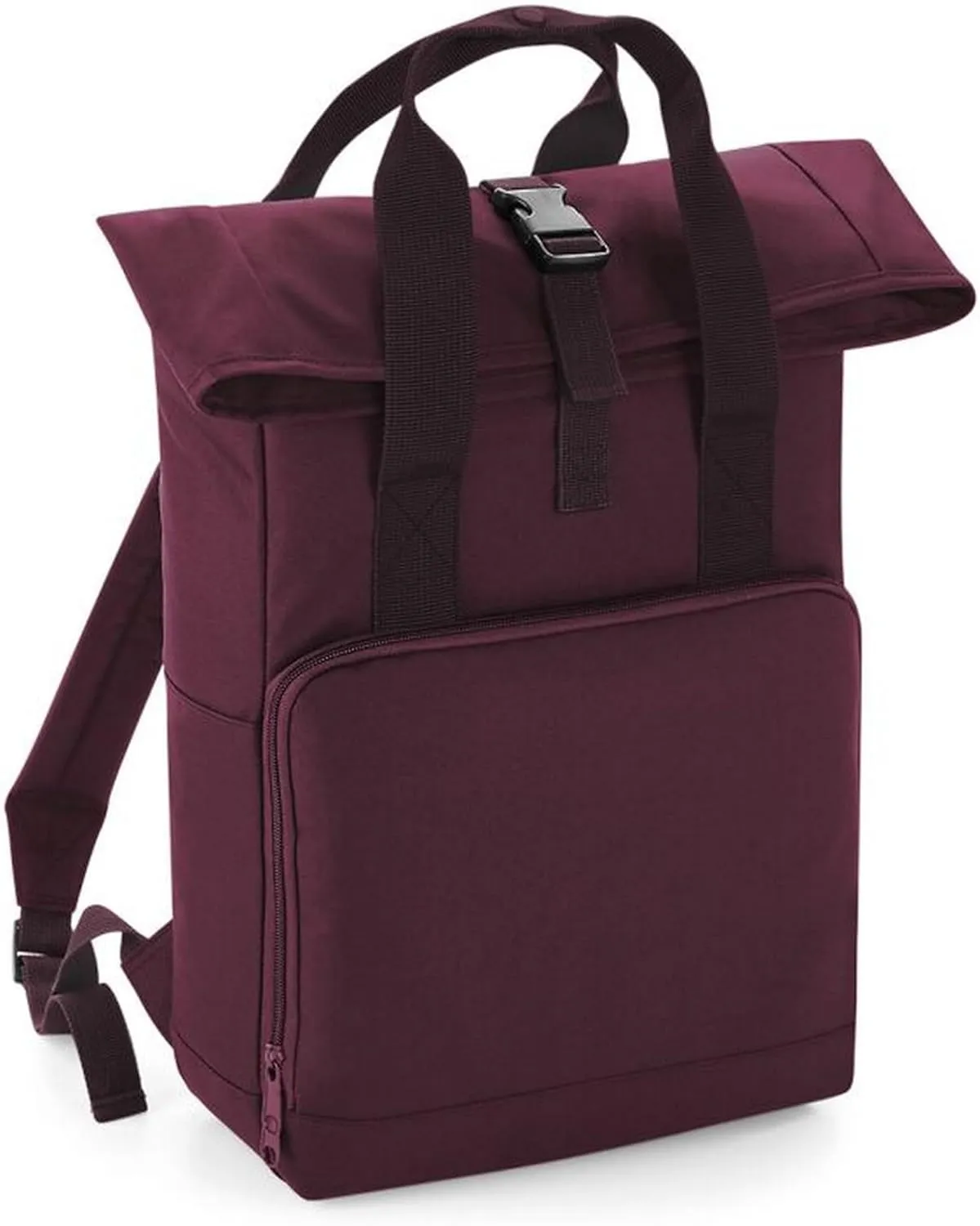 Twin Handle Roll-Top Backpack BG118 - Polyester Rucksack Travelling Bag - Burgundy