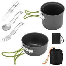 Ultralight Camping Pots Cookware Set Portable Outdoor Camp Cooking Tableware for Hiking Trekking Picnic Fishing Mountaineering