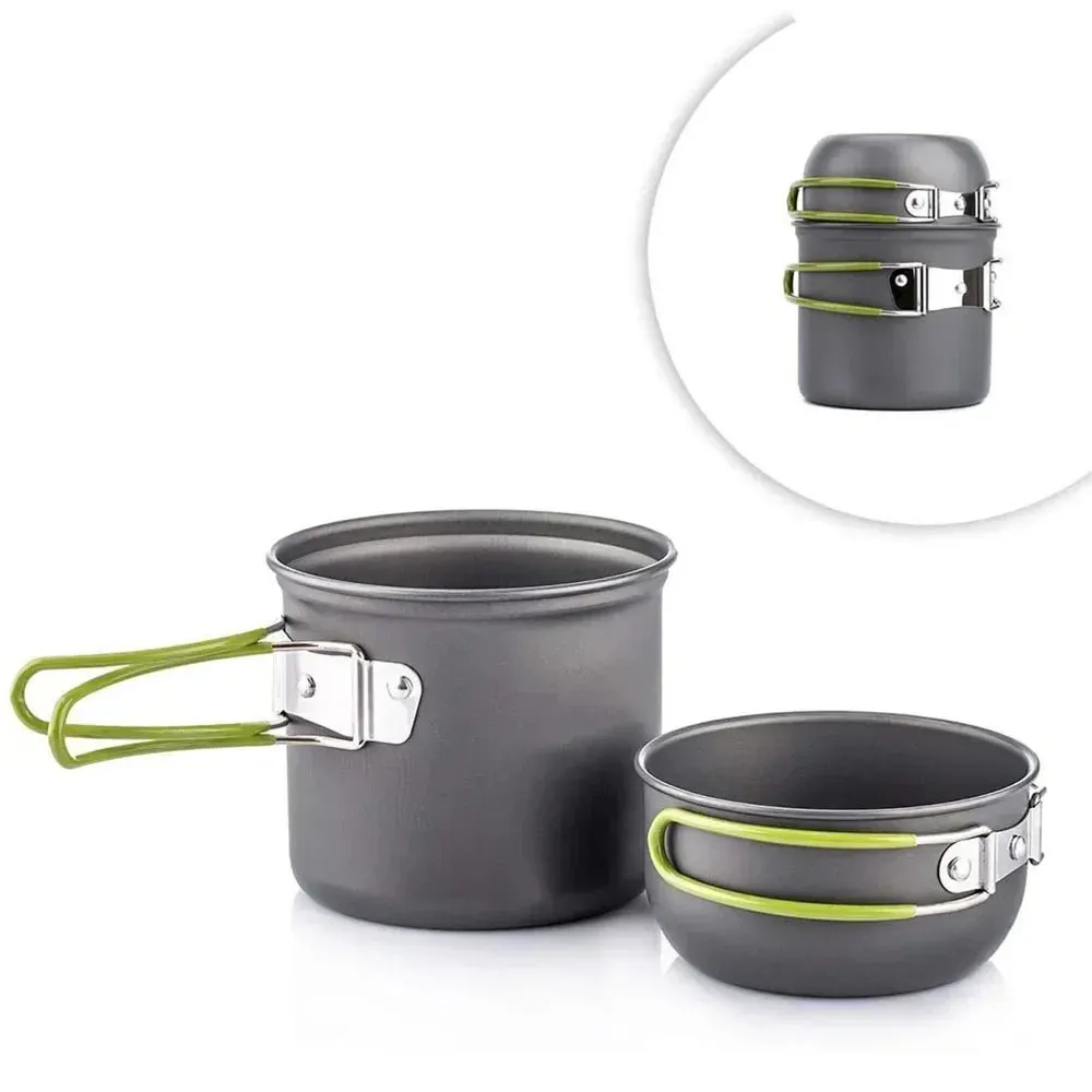 Ultralight Camping Pots Cookware Set Portable Outdoor Camp Cooking Tableware for Hiking Trekking Picnic Fishing Mountaineering