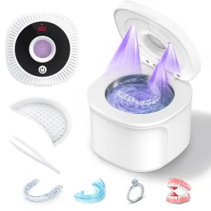 Ultrasonic Retainer Cleaner, 45kHz Dental Appliances Cleaning Machine with U/V Light and LED Digital Timer, 200ML and 4 Modes for Dentures, Aligner, Nightguard, Mouth Guard, Toothbrush, Jewelry