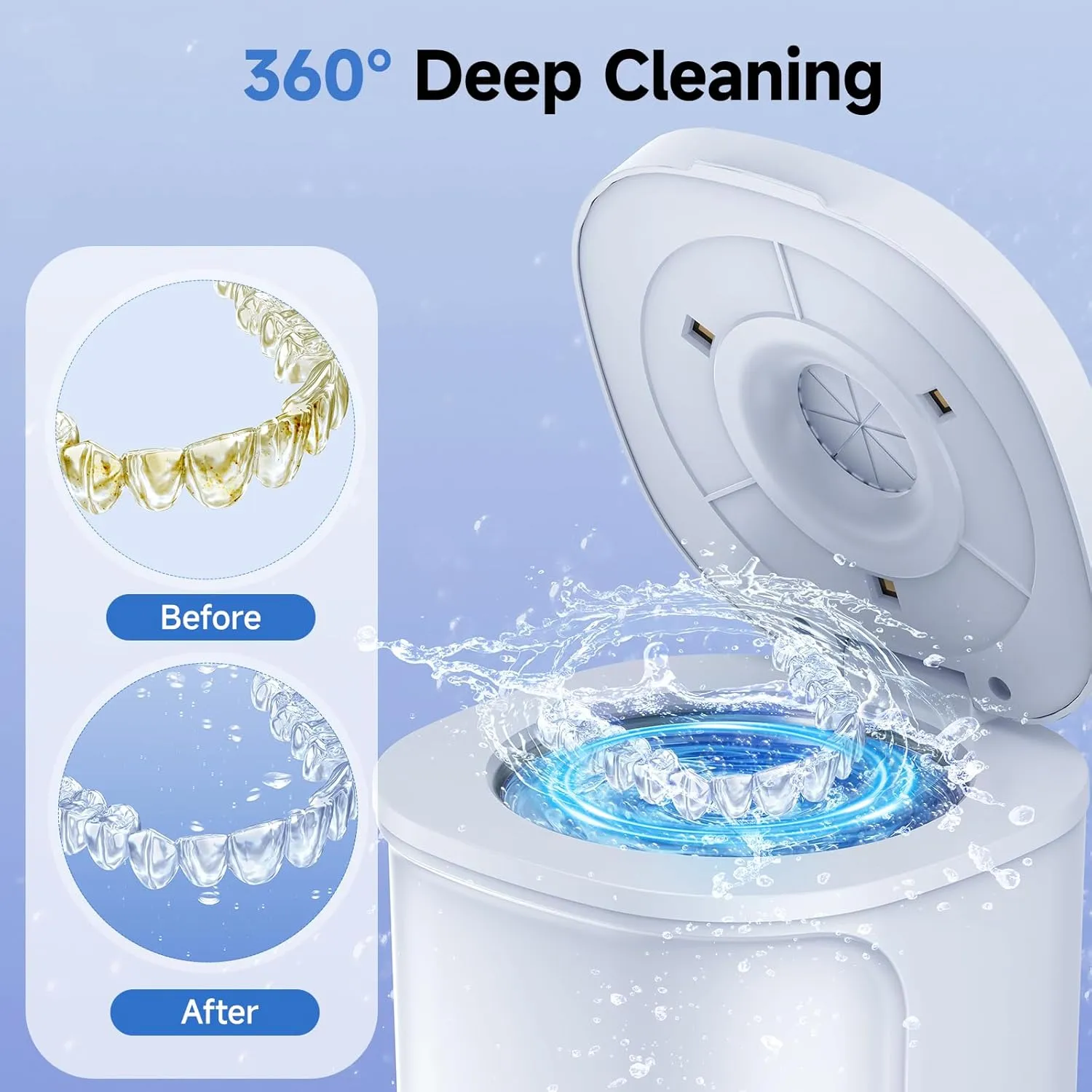Ultrasonic Retainer Cleaner, 45kHz Dental Appliances Cleaning Machine with U/V Light and LED Digital Timer, 200ML and 4 Modes for Dentures, Aligner, Nightguard, Mouth Guard, Toothbrush, Jewelry