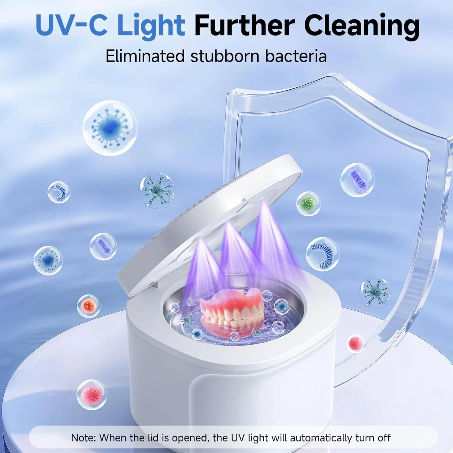 Ultrasonic Retainer Cleaner, 45kHz Dental Appliances Cleaning Machine with U/V Light and LED Digital Timer, 200ML and 4 Modes for Dentures, Aligner, Nightguard, Mouth Guard, Toothbrush, Jewelry