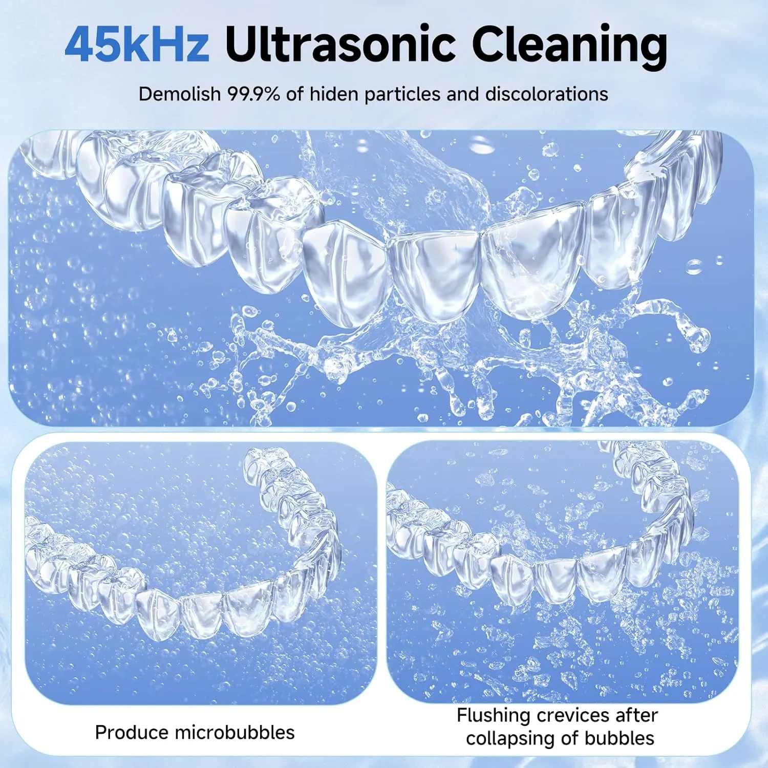 Ultrasonic Retainer Cleaner, 45kHz Dental Appliances Cleaning Machine with U/V Light and LED Digital Timer, 200ML and 4 Modes for Dentures, Aligner, Nightguard, Mouth Guard, Toothbrush, Jewelry