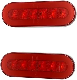 United Pacific (2) " Halo Red 22 LED 6" Oval Trailer Truck Stop Turn Brake Tail Light Kits