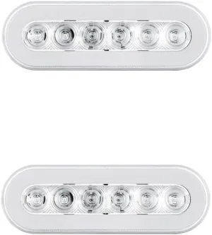 United Pacific Halo Clear Red 22 LED 6" Oval Trailer Truck Stop Turn Brake Tail Light Kits