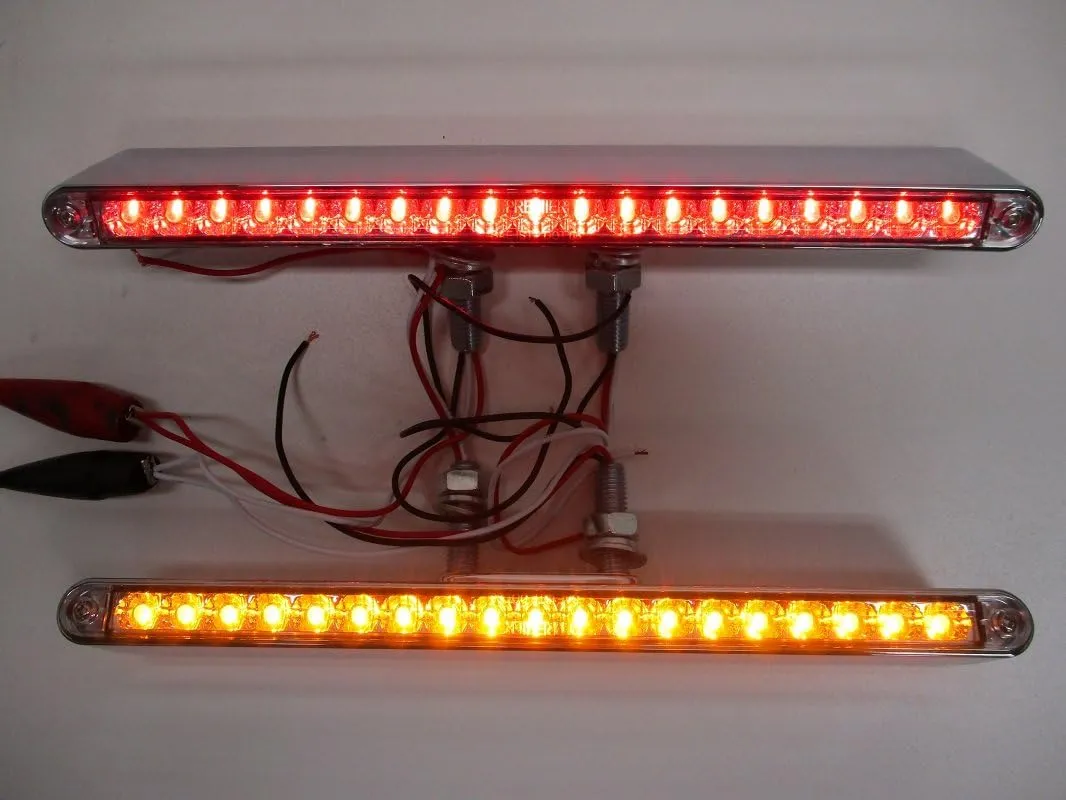 United Pacific Pair of 12" L 19 LED Red/Amber Double Face Truck Semi Trailer Light Bars