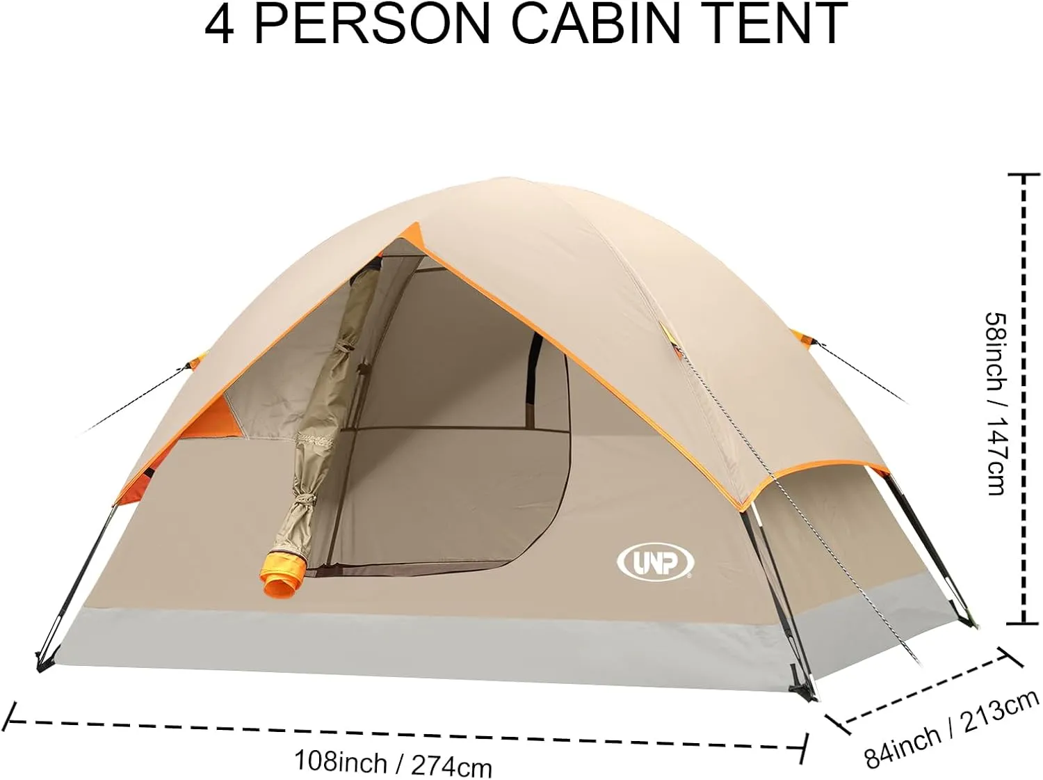 UNP Camping Tent 2/3/4/6 Person Dome Tent, Easy to Set Up for Camping, Lightweight Camping Tent, Portable Camping Tent for Outdoor and Backpacking Beaches