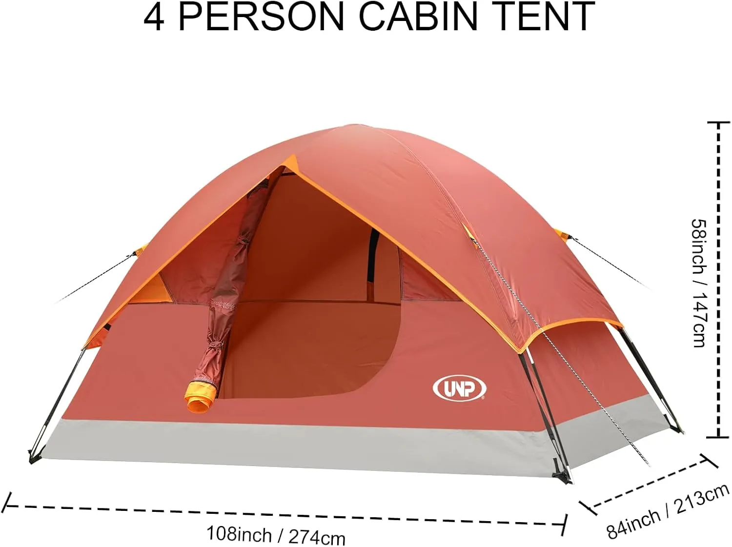 UNP Camping Tent 2/3/4/6 Person Dome Tent, Easy to Set Up for Camping, Lightweight Camping Tent, Portable Camping Tent for Outdoor and Backpacking Beaches