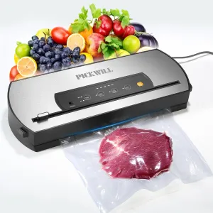 Vacuum Sealer Machine, 80kPa Automatic Food Vacuum Sealer Built-in Cutter plus Starter Kit (Bags & Roll), Dry & Moist Food Preservation Modes, Built-in Cutter plus Starter Kit (Silver)