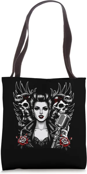 Vampire Rockabilly Rebel 1950s Music Gothic Pin Up Tote Bag