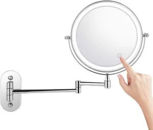 Vanity Mirror for Wall Mount,10X Magnification Makeup Mirror with Lights,Double Sided Bathroom Mirror 360 Swivel Shaving Mirrors,Touch Control,USB Chargepolished Chrome