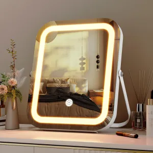 Vanity Mirror with Lights 10" x 12" White Makeup Mirror Hollywood Mirror with LED 3 Color Modes 5X Magnification Mirror for Bedroom