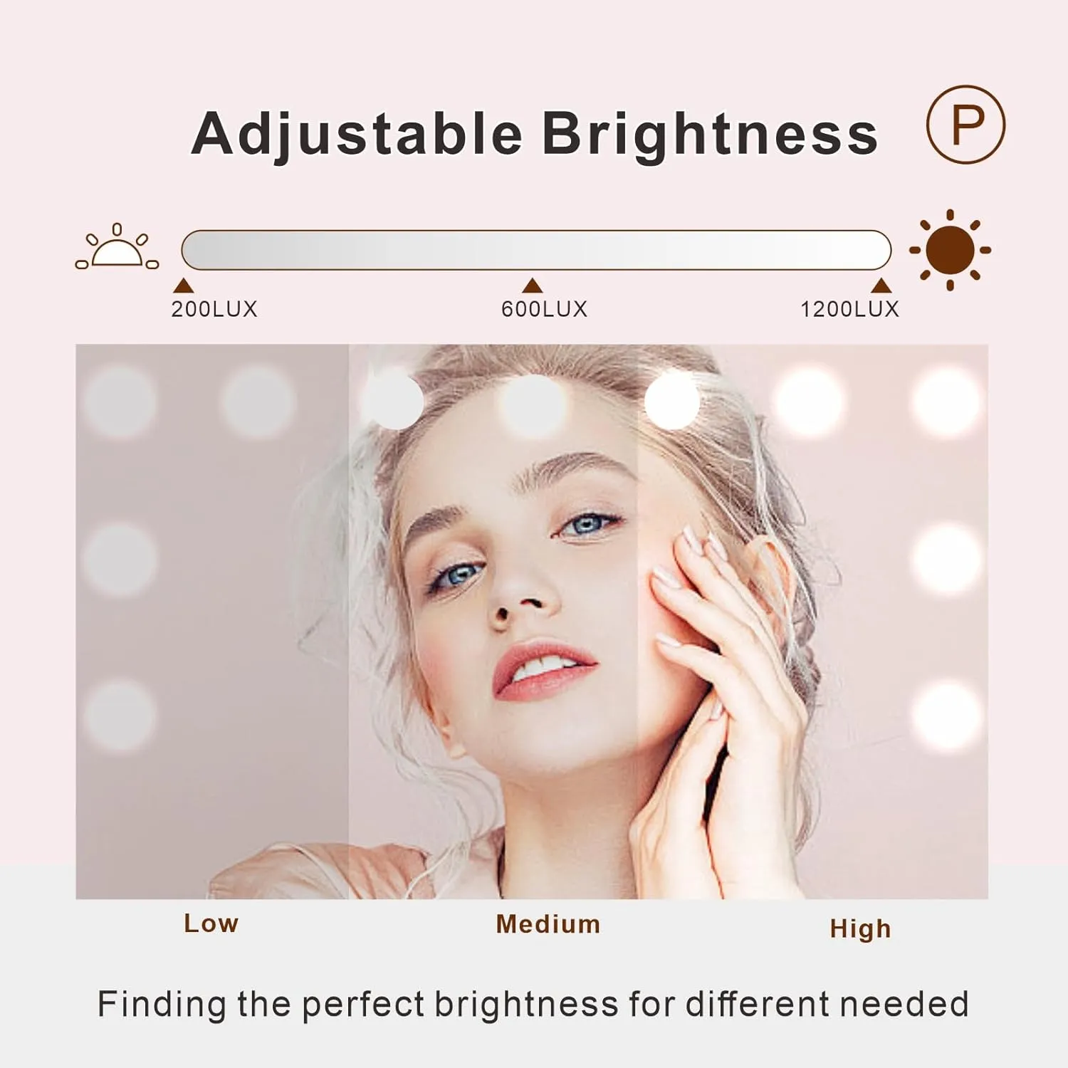 Vanity Mirror with Lights, Hollywood Lighted Makeup Mirror with 15 Dimmable Led Bulbs, 3 Color Lighting Modes, USB Charging Port Touch Control 10x Magnification 22.2 × 17.3 inch