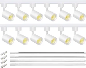 VANoopee 12-Light LED Track Lighting Kit with 13FT H Type Track Lighting Rail, Dimmable LED Track Light Heads Modern Kitchen Track Lighting Fixtures Ceiling Spot Light 3000K 24° CRI90  10W 800lm White