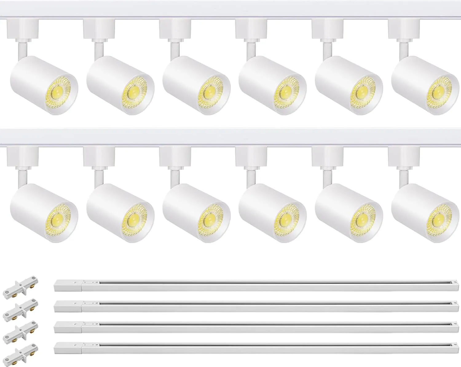 VANoopee 12-Light LED Track Lighting Kit with 13FT H Type Track Lighting Rail, Dimmable LED Track Light Heads Modern Kitchen Track Lighting Fixtures Ceiling Spot Light 3000K 24° CRI90  10W 800lm White