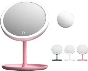 VARWANEO Led Makeup Mirror with Light 3 Color Lighting Modes 1X/5X 90°Rotation Cosmetic Beauty Portable Detachable Tabletop Mirror