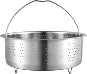 Vegetable Steamer Basket, Stainless Steel Steamer Basket with Handle, Veggie Steamer Basket, Food Steaming Basket, Steamer Insert for Pot, 8.6 inch