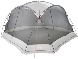 vidaXL Large Grey Camping Tent for 8 People with Zipper Closure Durable Polyester and Fiberglass Rectangular Foldable Design Perfect Outdoor Shelters Gatherings Family Shelter Equipment Party