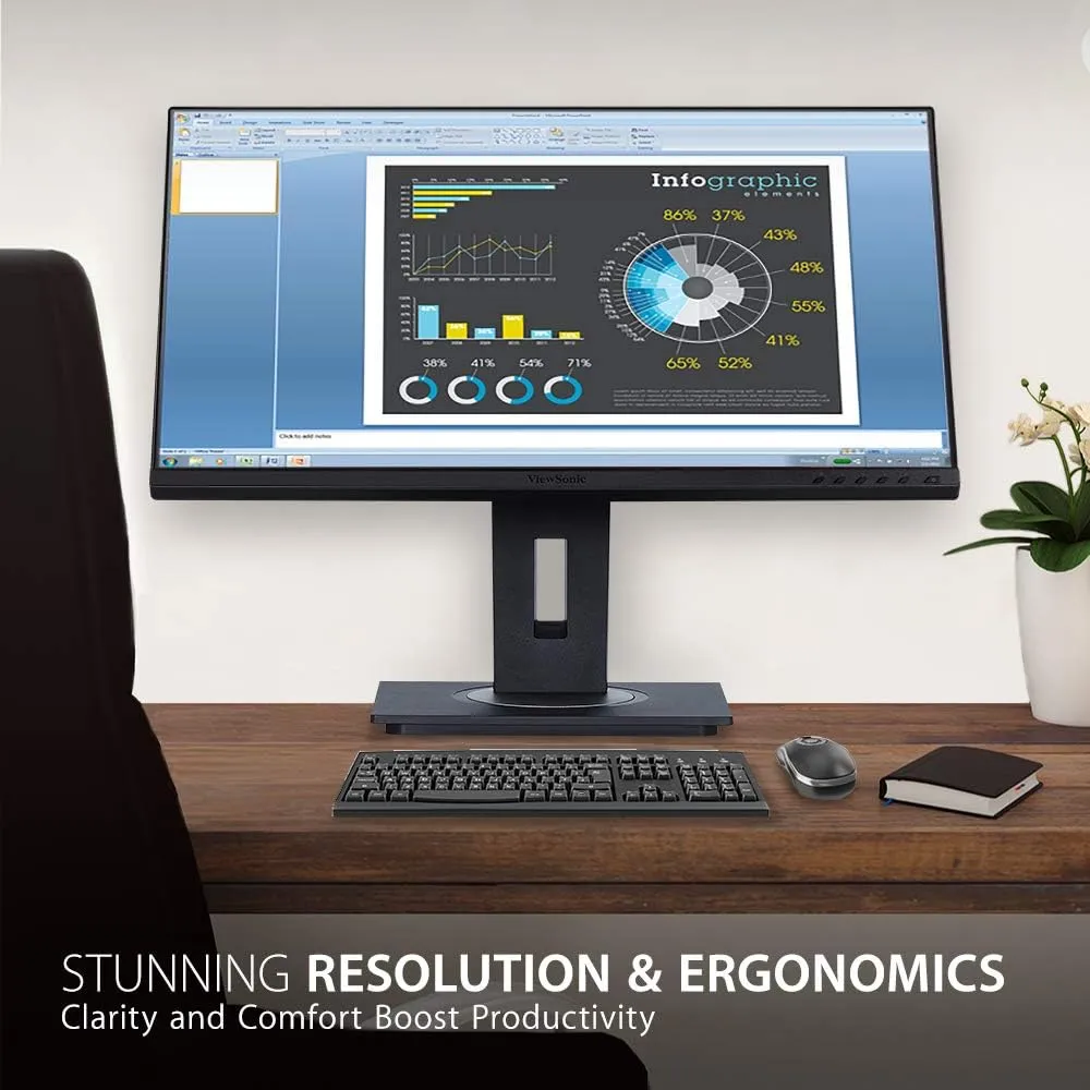 ViewSonic VG2755 27 Inch IPS 1080p Monitor with USB C, HDMI, DisplayPort, VGA and 40 Degree Tilt Ergonomics for Home and Office