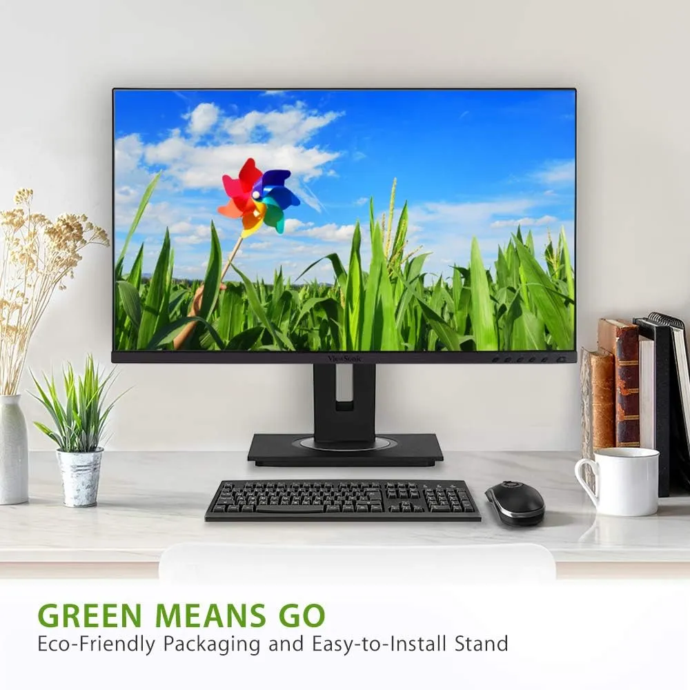 ViewSonic VG2755 27 Inch IPS 1080p Monitor with USB C, HDMI, DisplayPort, VGA and 40 Degree Tilt Ergonomics for Home and Office