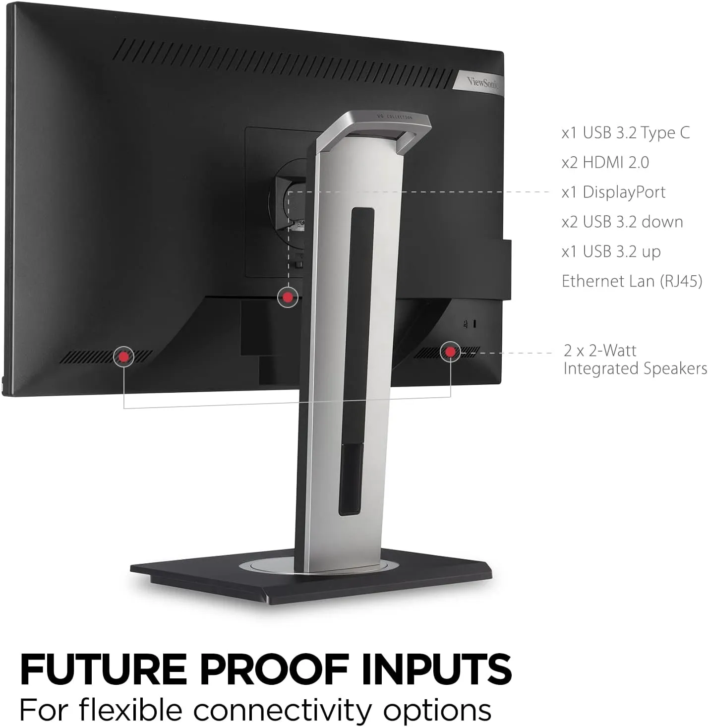 ViewSonic VG2756-4K 27 Inch IPS 4K Docking Monitor with 90W USB C, RJ45, HDMI, Display Port and 40 Degree Tilt Ergonomics for Home and Office