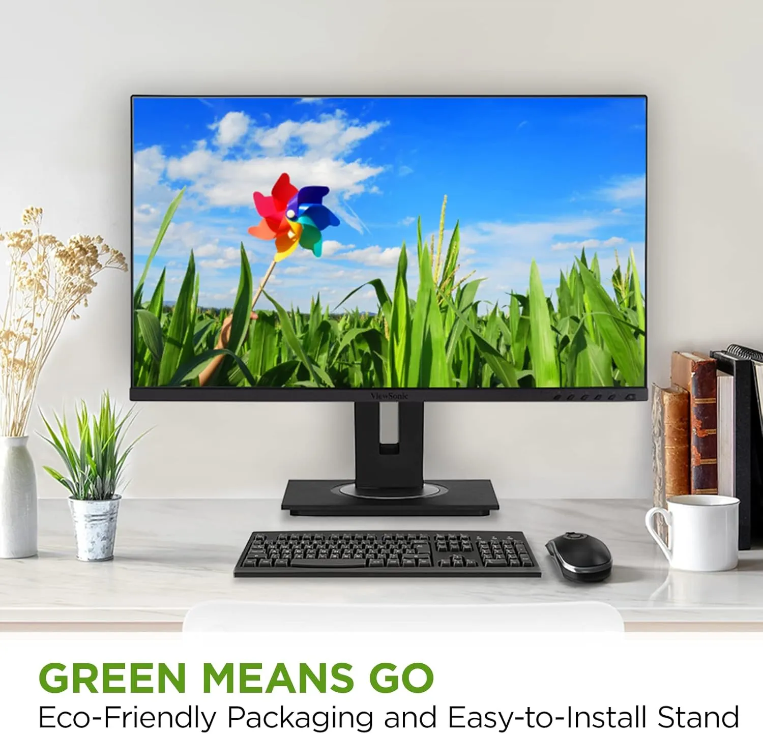 ViewSonic VG2756-4K 27 Inch IPS 4K Docking Monitor with 90W USB C, RJ45, HDMI, Display Port and 40 Degree Tilt Ergonomics for Home and Office