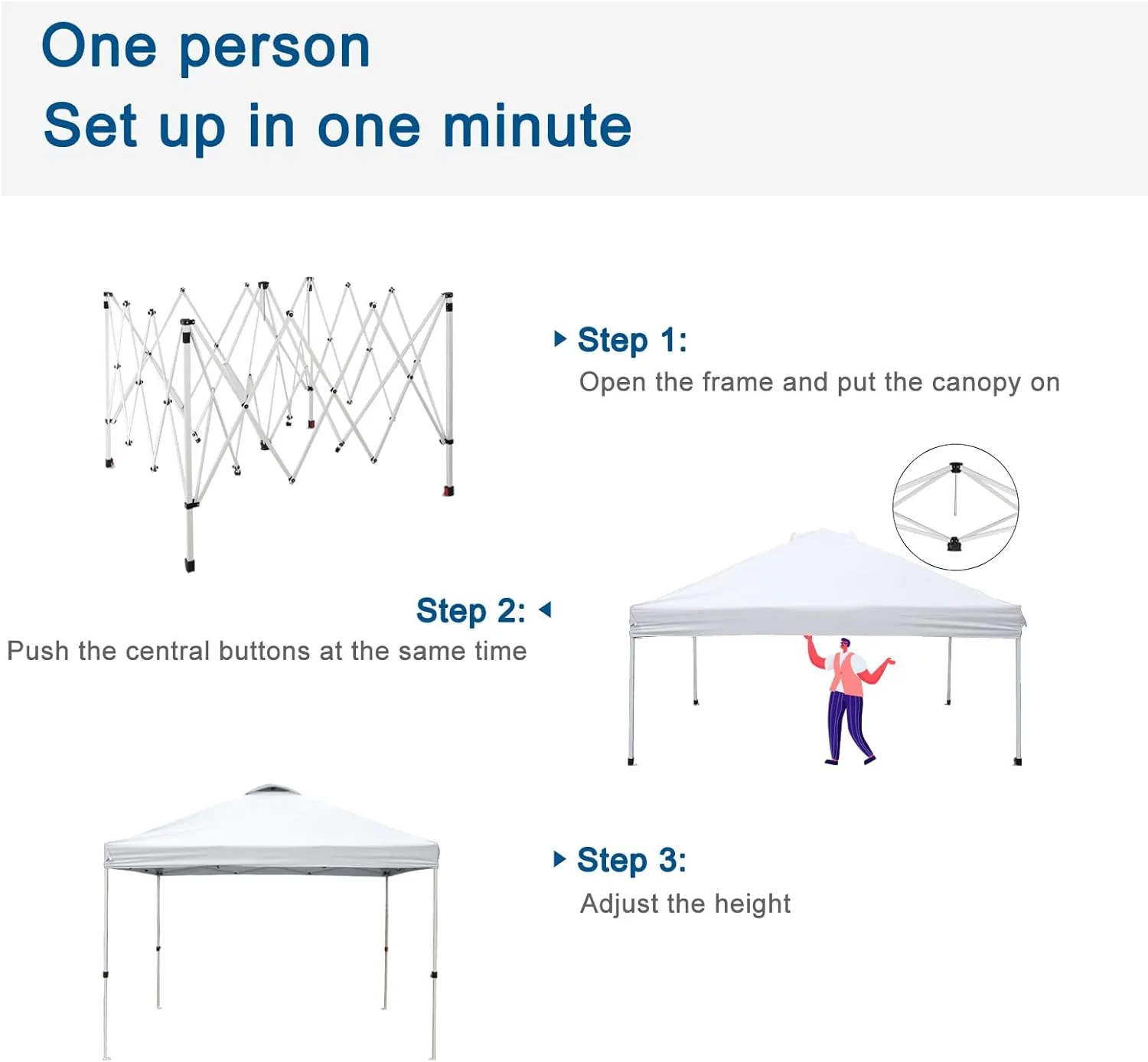 VINGLI 10'x10' Pop Up Canopy Tent with Sandbags & Rolling Bag, Portable Instant Party Tent Waterproof Outdoor Canopy for Outdoor Events, Party, Wedding (White)