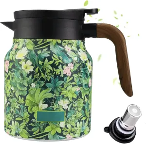 Vintage Floral Pattern Tea Thermos, Thermos Tea Pot, 1000ml Raidley Vintage Floral Pattern Tea-Built-In Infuser, Stainless Steel Thermal Carafe with Lid for Hot Drinks