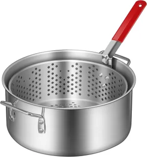 VIVOHOME 10Qt Aluminum Fish Fryer Pot with 6.7Qt Basket, Deep Fryer with Easy Grip Handle for Cooking Chicken Wings, Seafood, French Fries