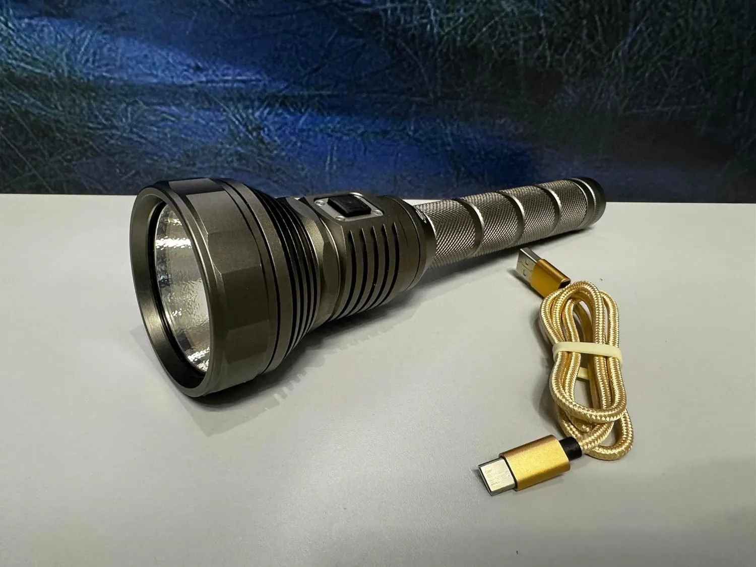 Vortex 3500 lumens Serpent Giant σ Sigma Aluminum Searching Type C USB Recharging Powerful Long Bean Range Charging Indication Multi-Function 2 * 2200mAh Rechargeable Battery Brown Flashlight